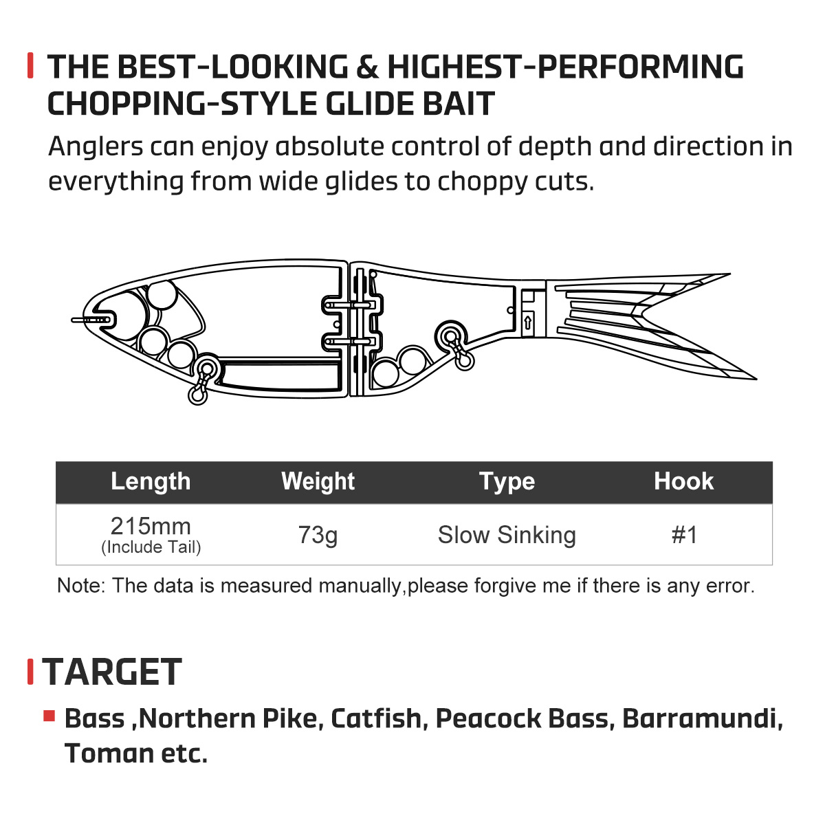 Noeby 215mm 73gAmata Glide Swi - Fishing Lure Spinnerbait reseña y precio